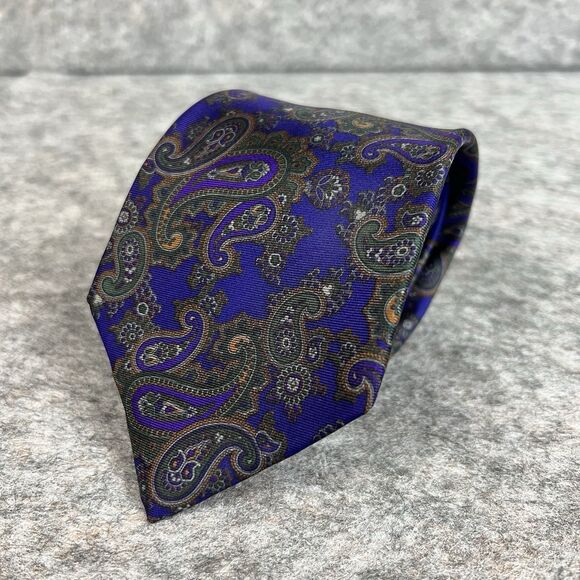 Vintage Lanvin Men's Silk Tie Necktie Purple Paisley Pattern - Picture 1 of 6